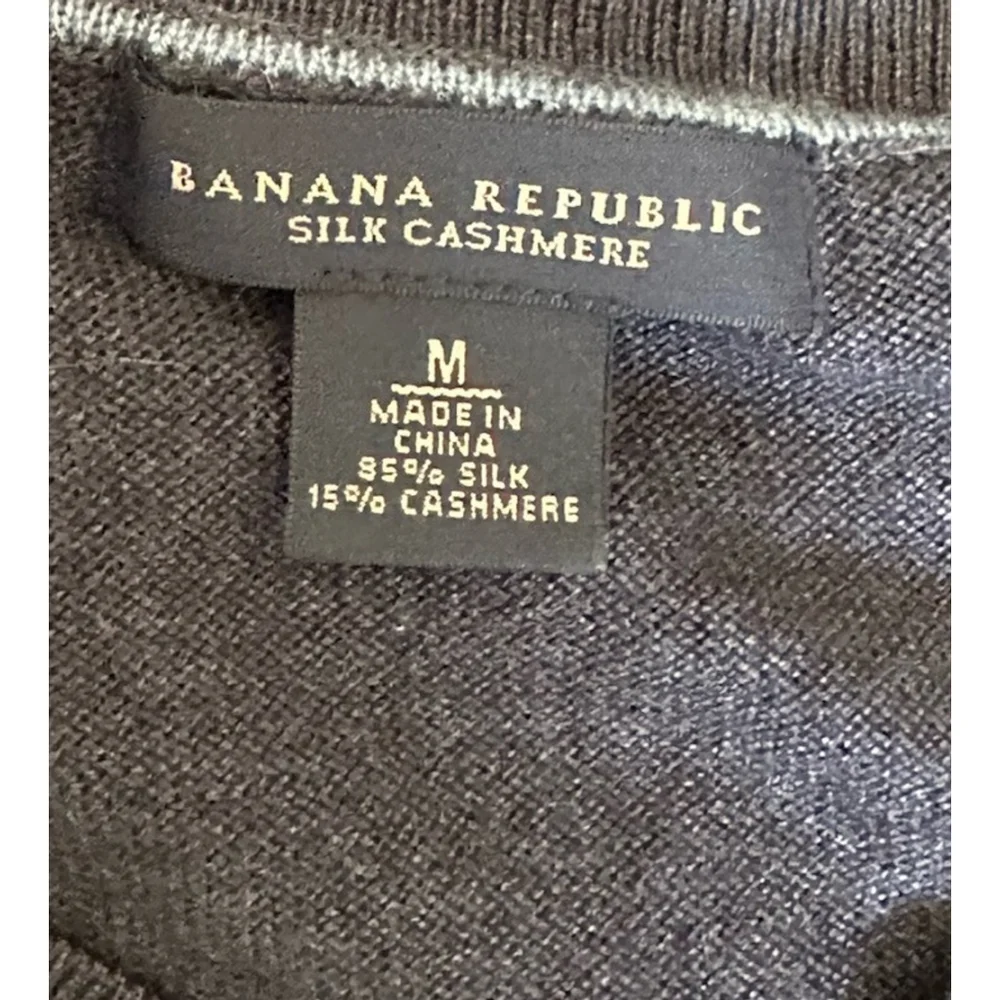 Banana Republic‎ Sweater Mens Medium Gray Silk Cashmere V Neck Preppy Old Money